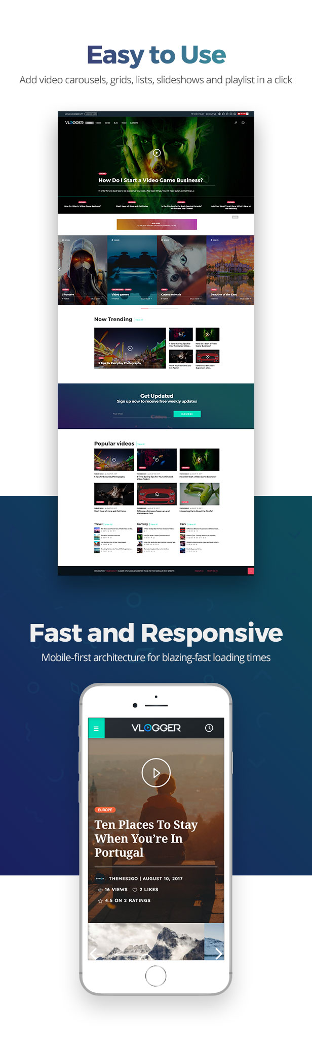 Video website template for WordPress